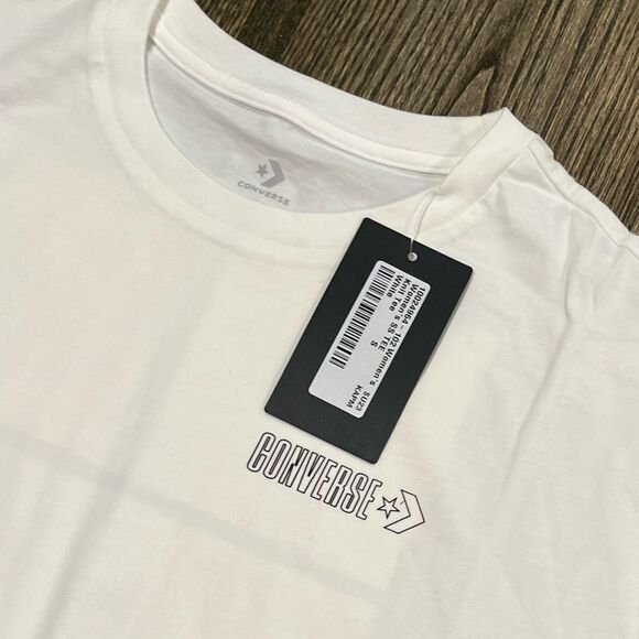 NWT Converse Coastal Vibes Knit Tee Loose Fit Short Sleeve Crewneck White Small - Picture 2 of 8